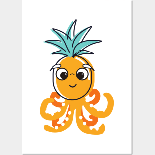 Cute Pineapple Octopus Posters and Art